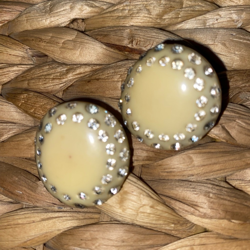 Vintage    Lucite and Rhinestone Earrings